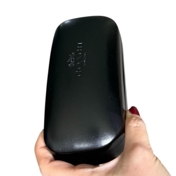 Coach Sunglass Case Hard Clamshell Black Eyeglass Case Embossed Logo - Picture 3 of 7